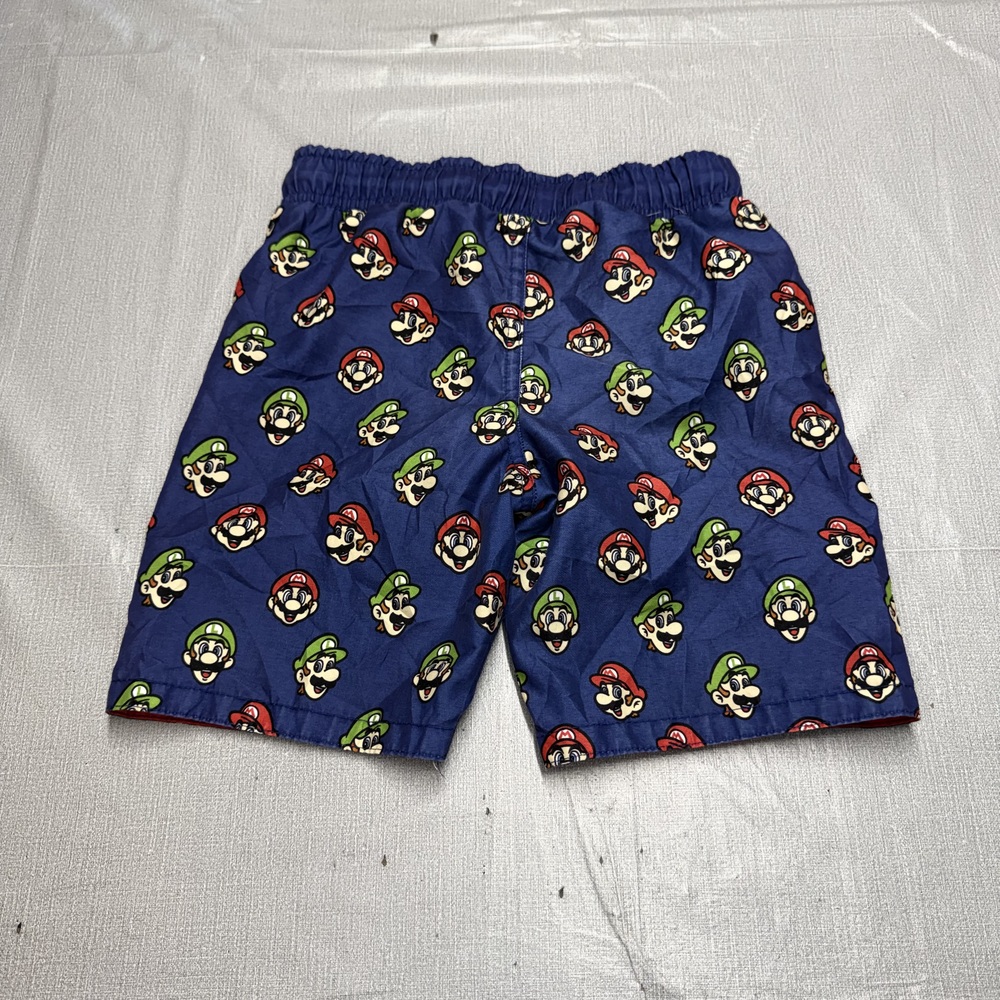 Super Mario Swim Trunks Boys Size 5 Navy Mario Luigi Print - Picture 1 of 8